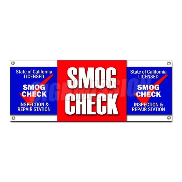 SMOG CHECK BANNER SIGN auto automotive pollution car inspection